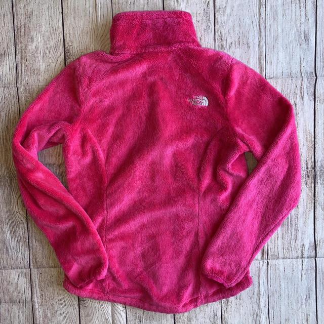 hot pink fuzzy north face jacket