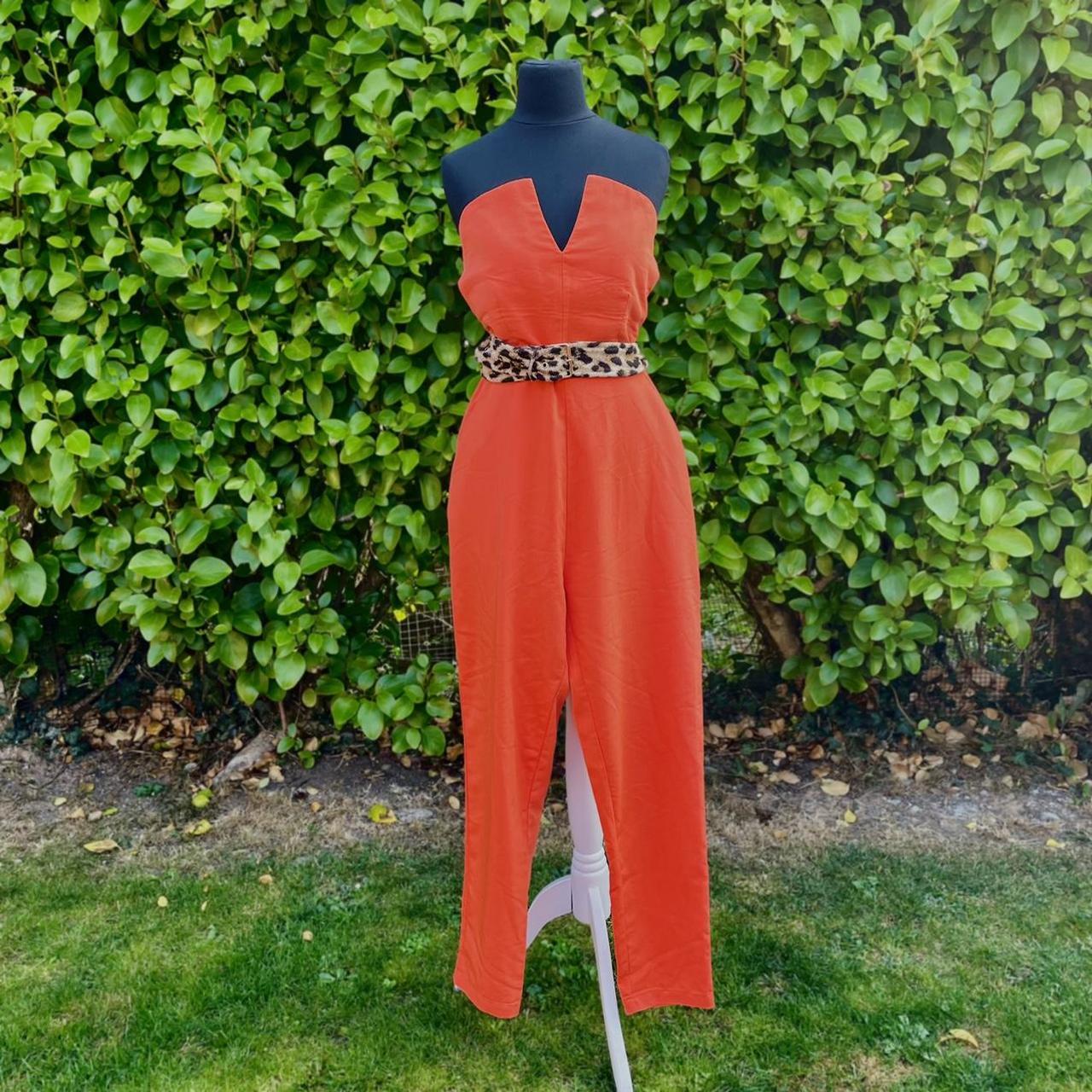 AQ AQ SCANDO Deep V JUMPSUIT in Coral Orange size