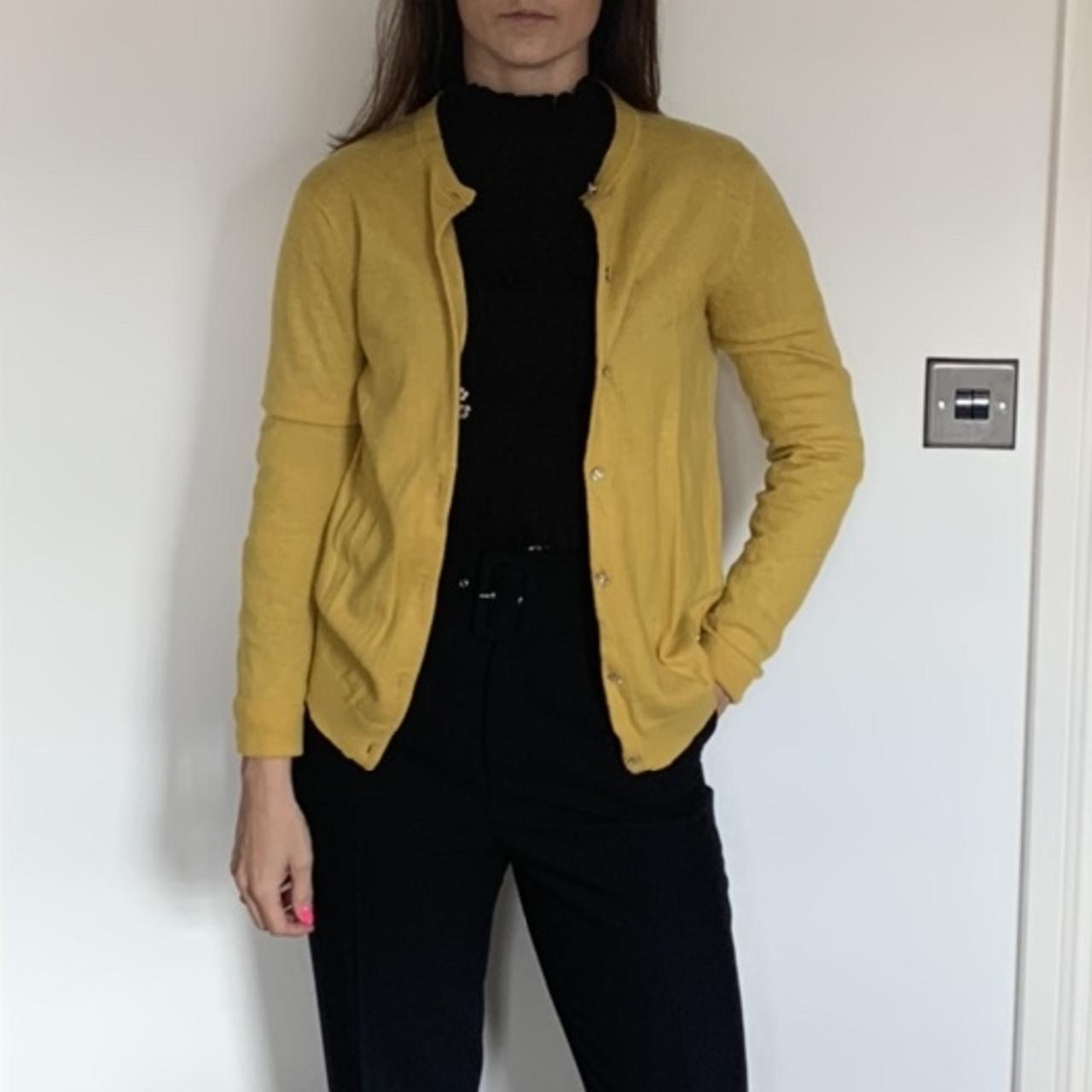 Zara Mustard Cardigan with Diamanté Buttons Hardly... Depop