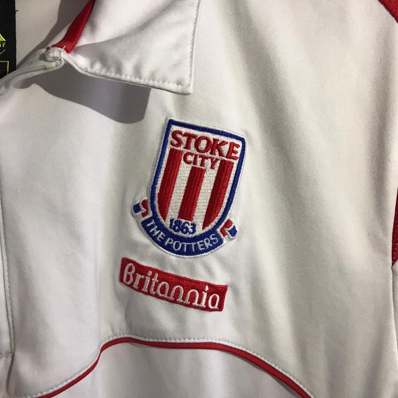 Vintage White Stoke City 1/4 zip polo training top... - Depop