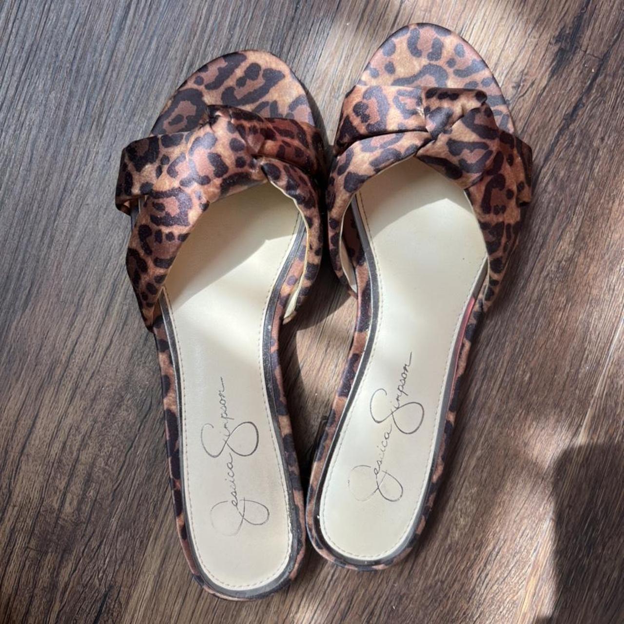 JESSICA SIMPSON Sandal 🐆 Cheetah Knotted Peeptoe 🐆... - Depop