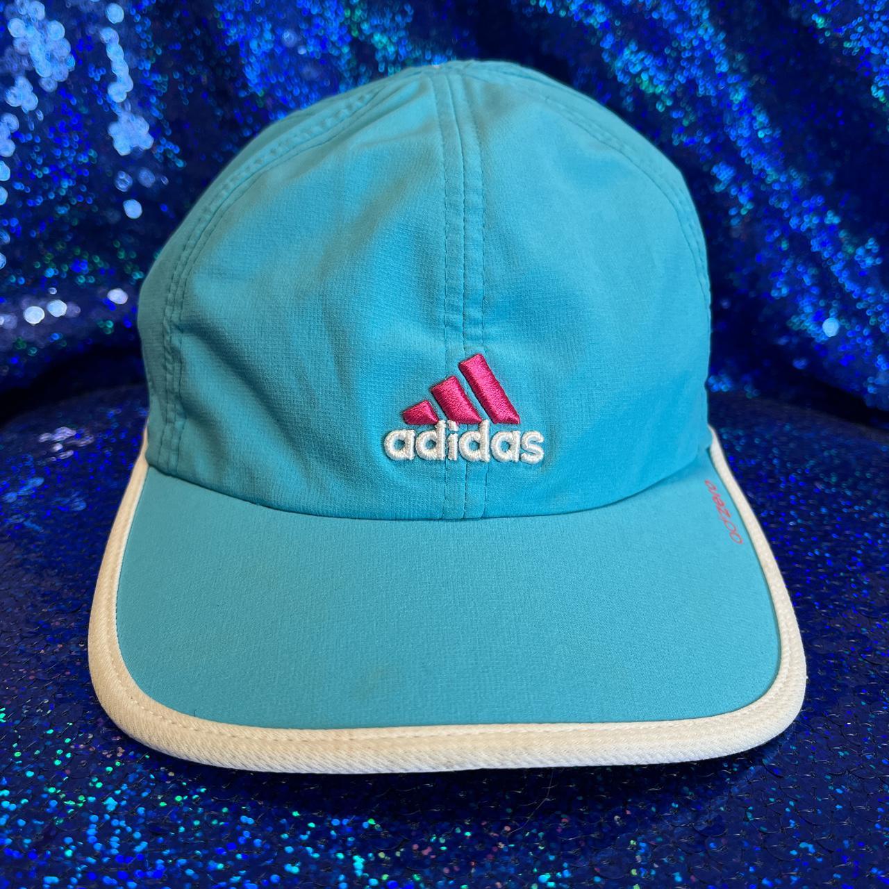 Adidas white blue and gray cap hat. One size fits... - Depop