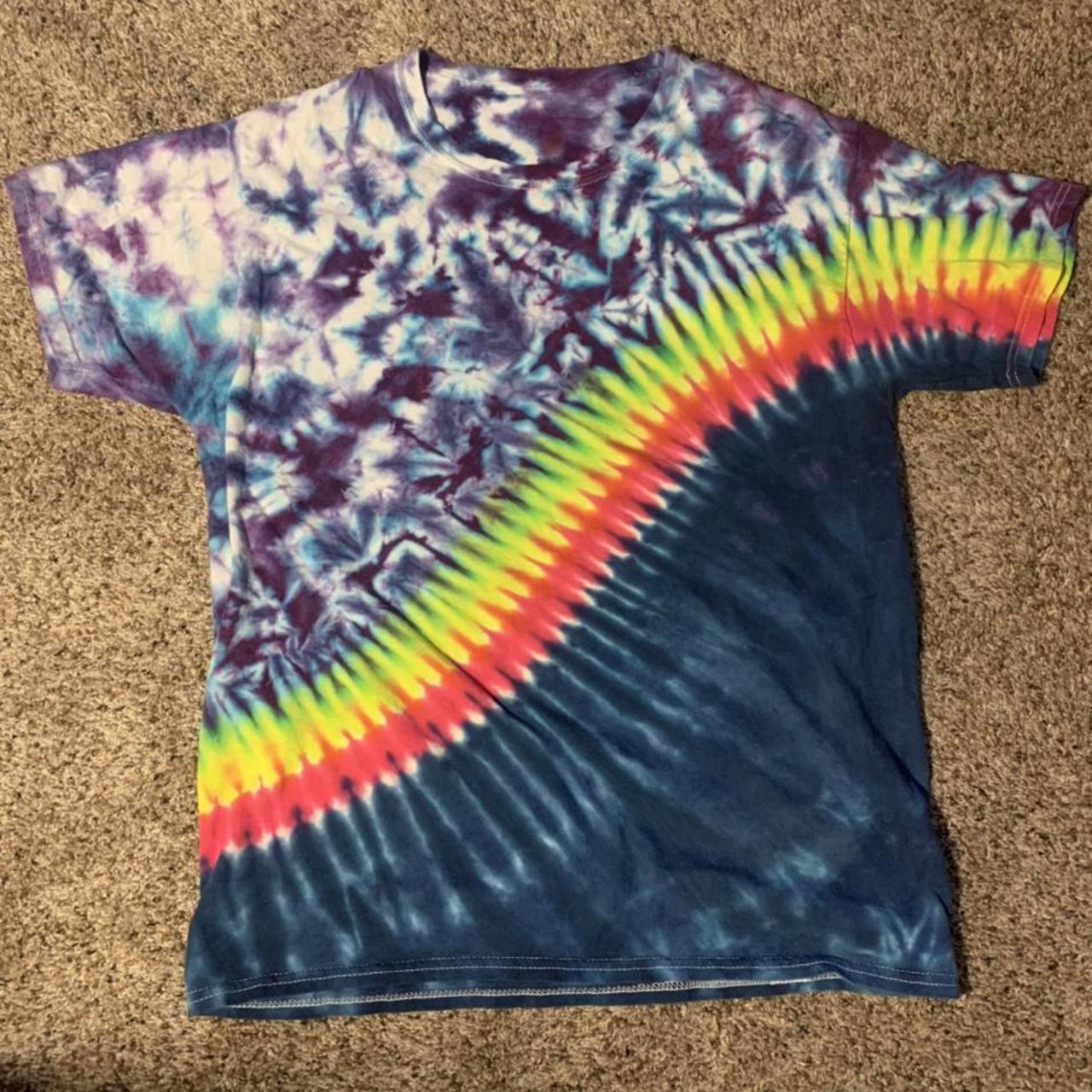 Rainbow tie-dye shirt with unique pattern. #tiedye... - Depop