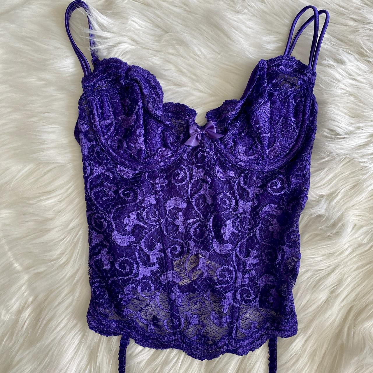 NWT Victoria’s Secret Iridescent top Lilac Floral Lace Corset Top