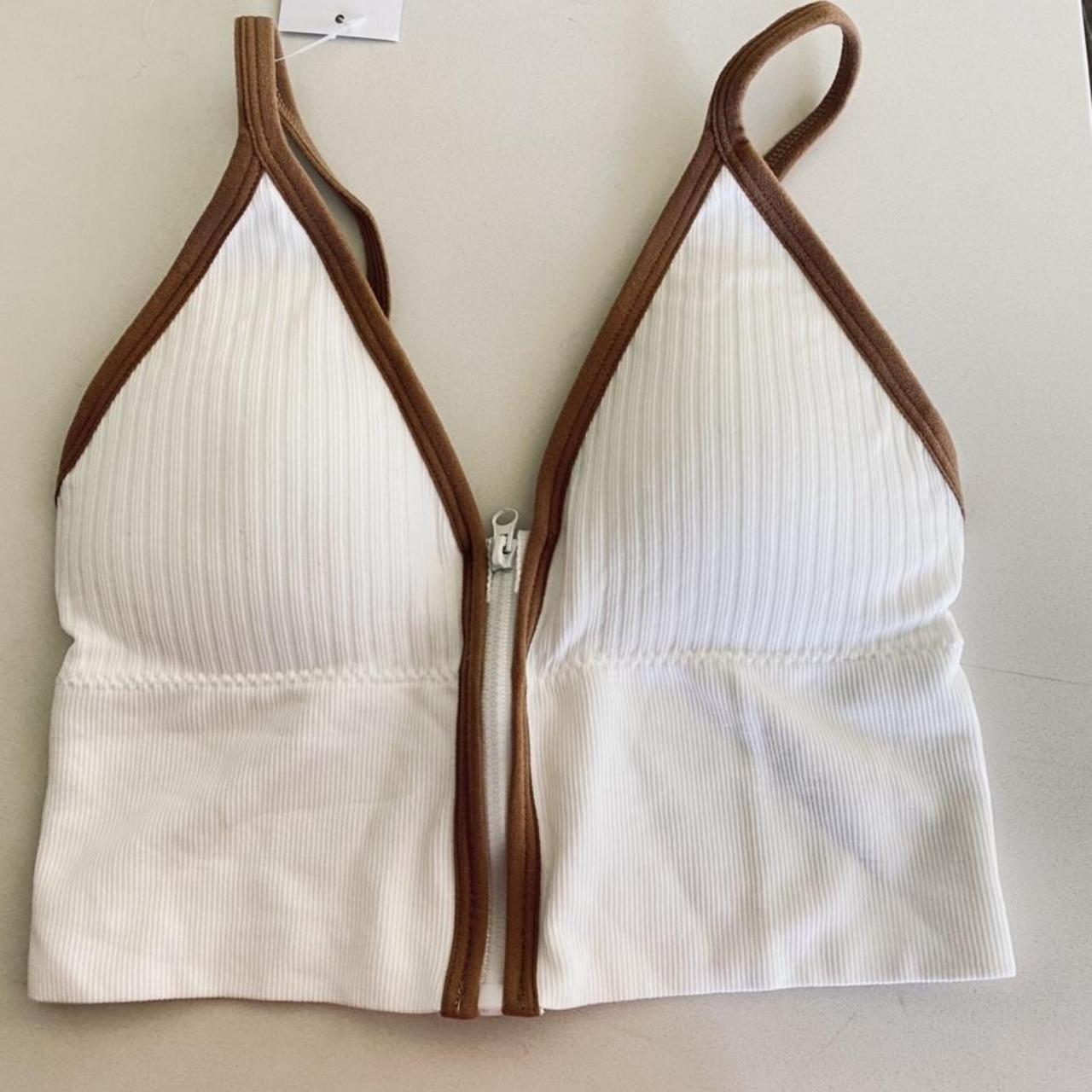 Pink Boutique Women's White and Brown Crop-top (4)