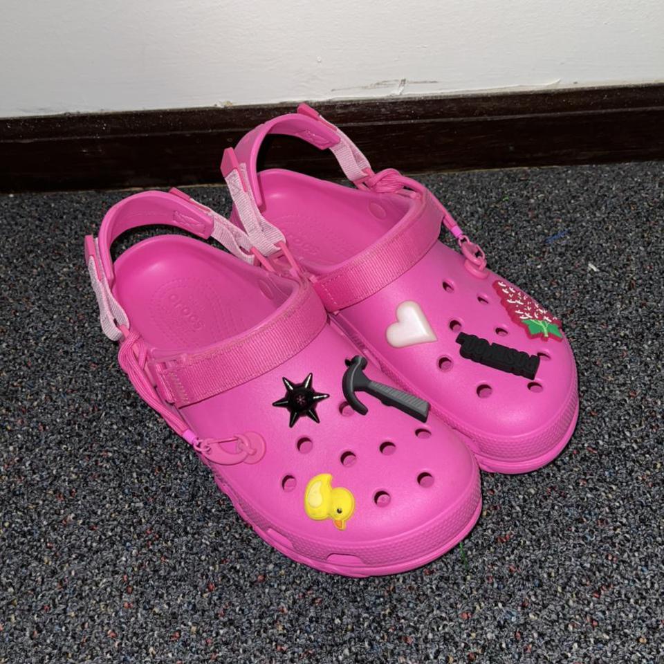 Pink post fashion malone crocs