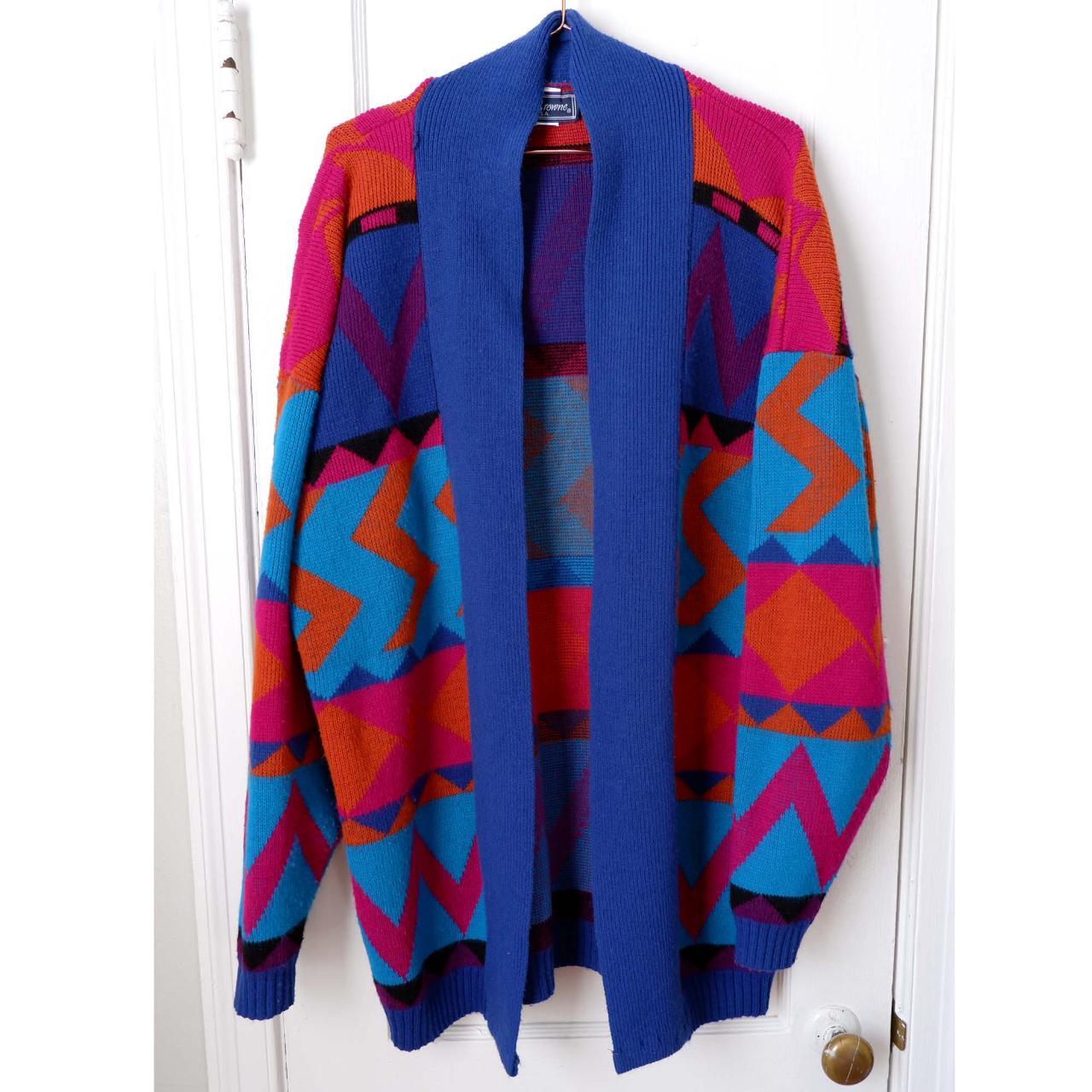 70's/80's open robe cardigan has bold and fun... Depop