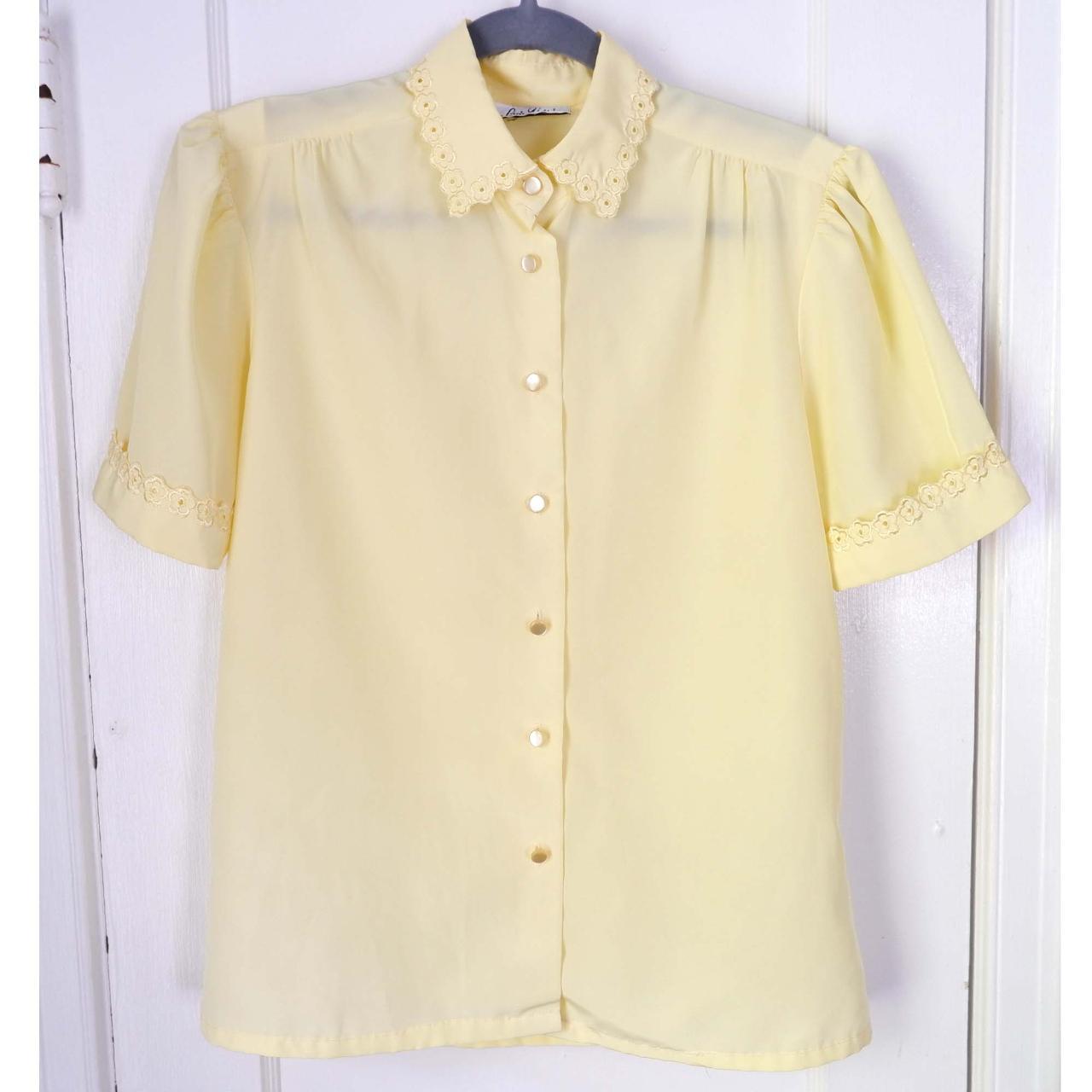 70s/80s pale yellow blouse has sweet and cute... - Depop