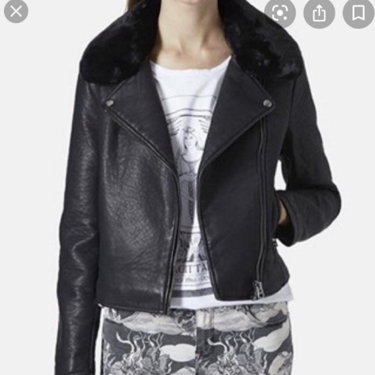 leather jacket with removable fur collar