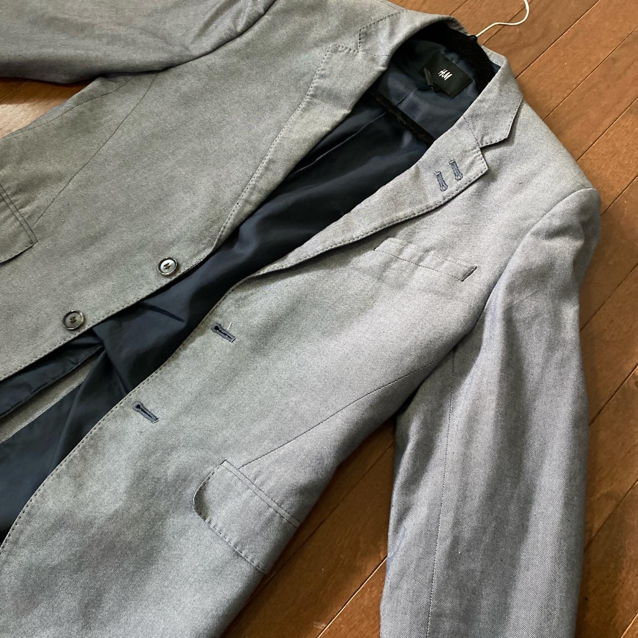 H&M Men's Blue and Grey Suit Depop