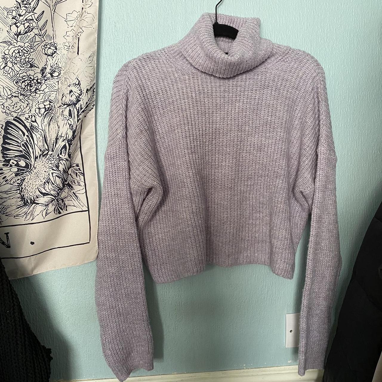 New Look purple cropped high neck jumper size S... - Depop