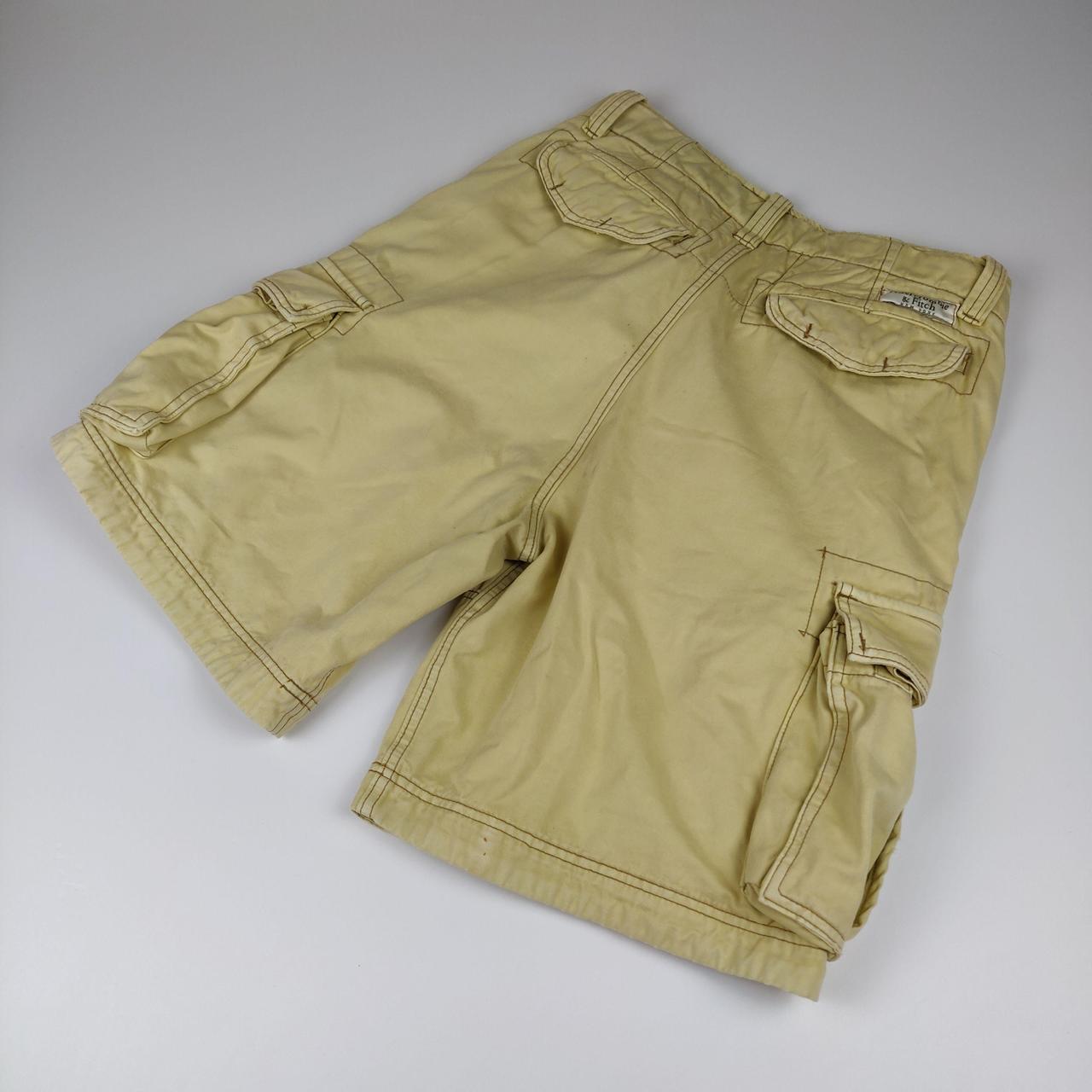 Abercrombie & Fitch Cargo Shorts Y2K Pale Yellow... Depop