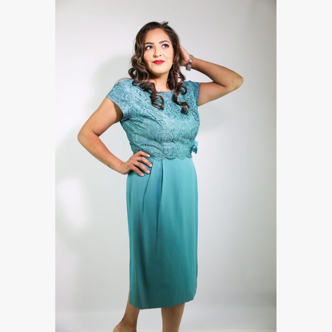 Product Image 2 - 1950's Plus-Size Teal Dress with