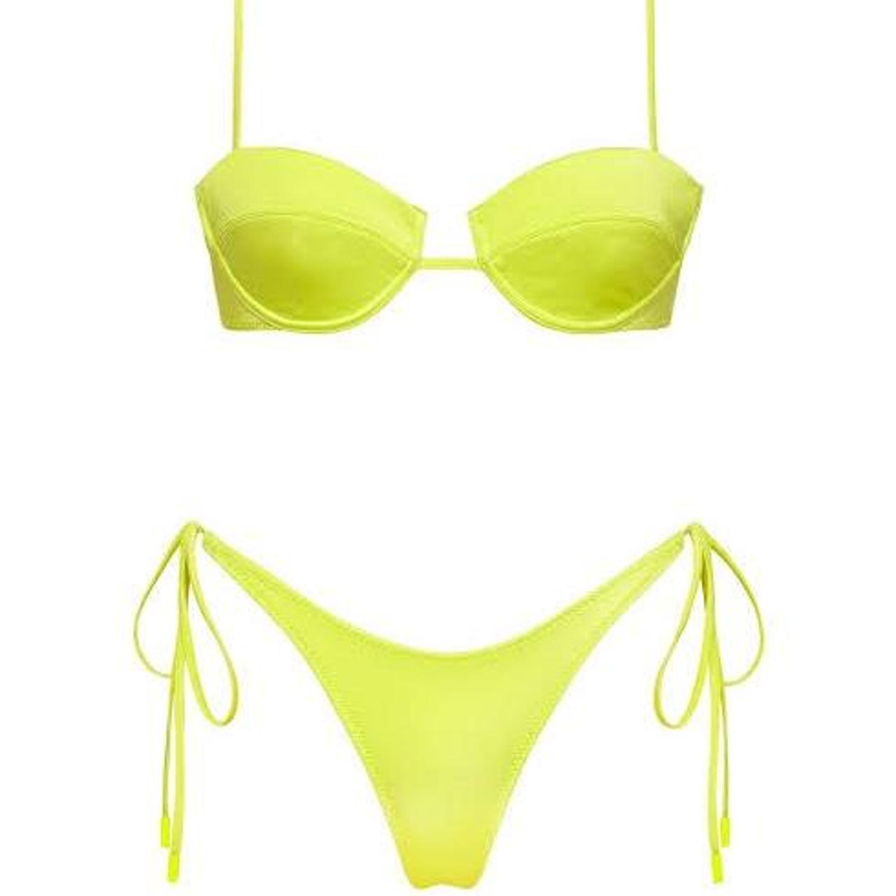 Selling triangl fluro yellow bikini set Top and... - Depop