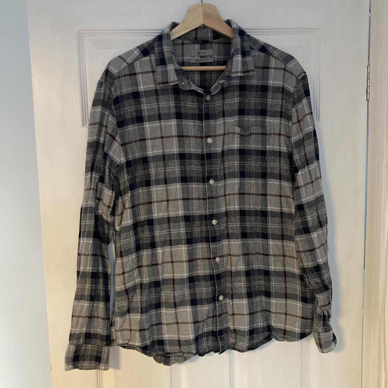 TU LONG SLEEVE CHECKERED SHIRT // Grey Checkered //... - Depop