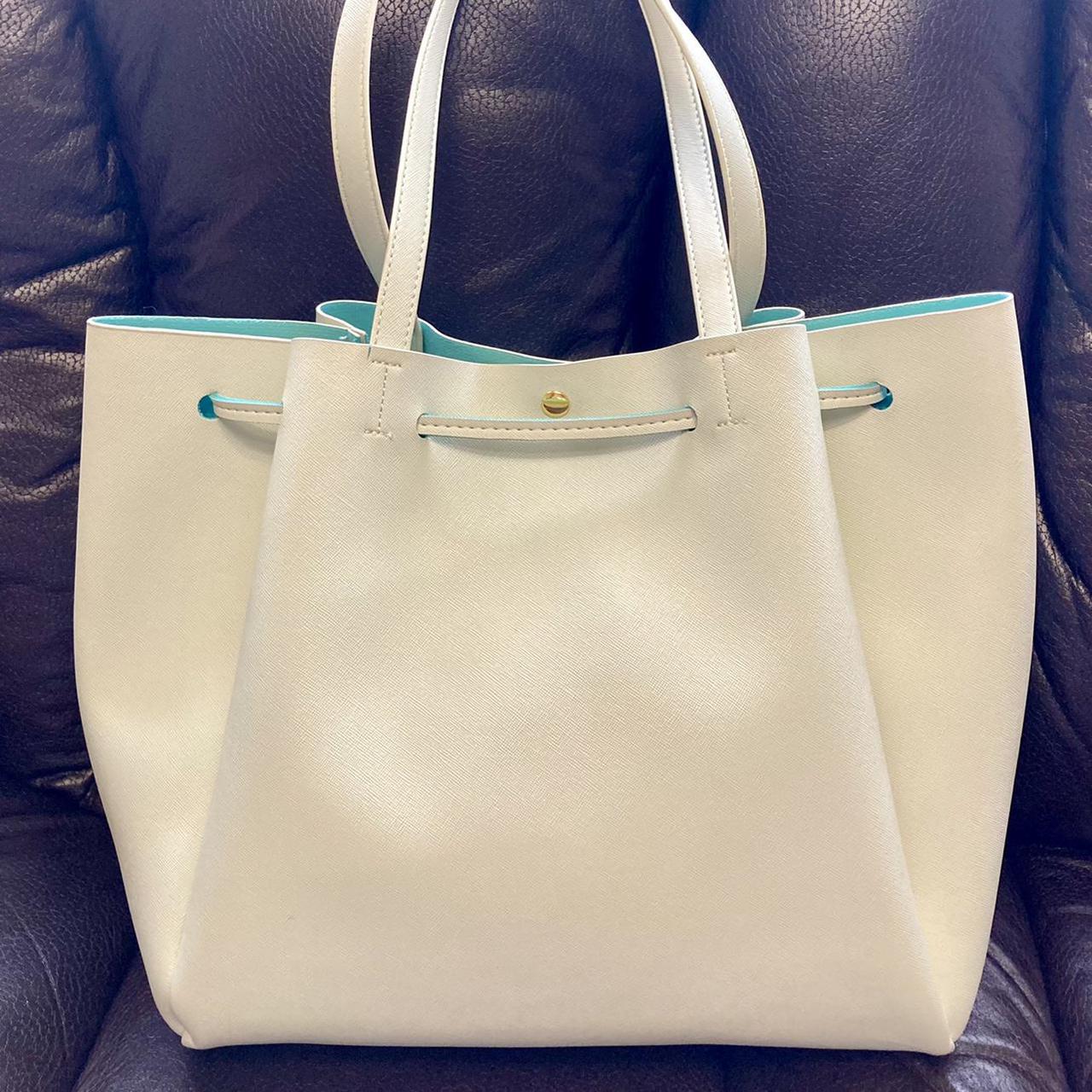 Japanese brand hand bag in white and pastel... Depop