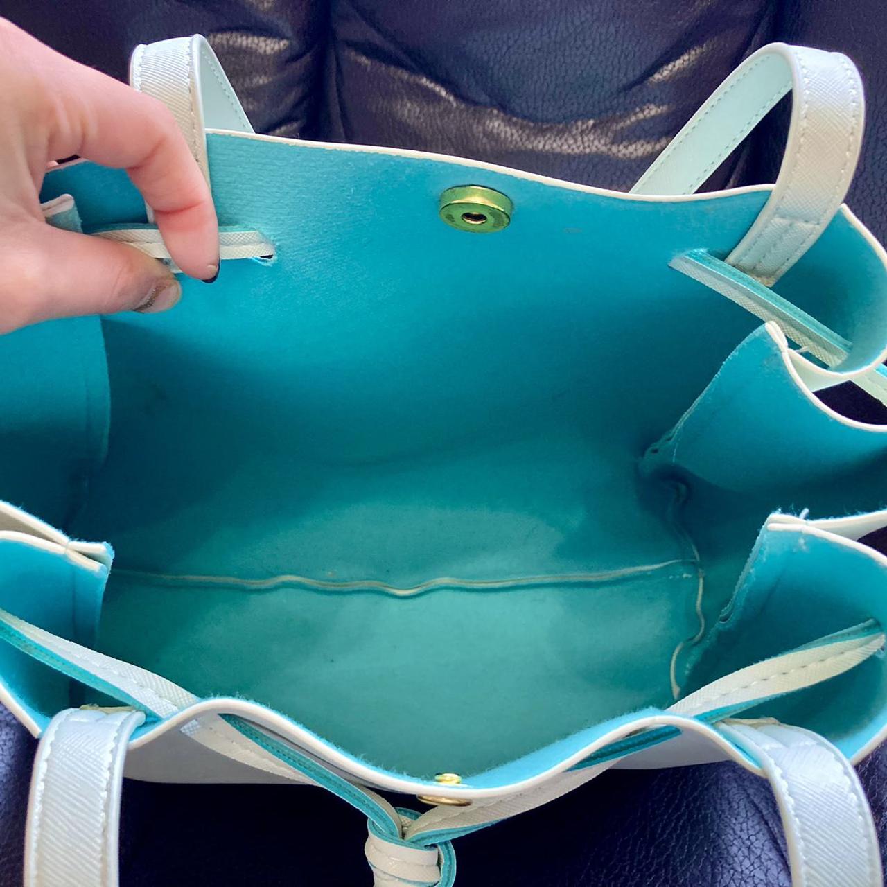 Japanese brand hand bag in white and pastel... Depop