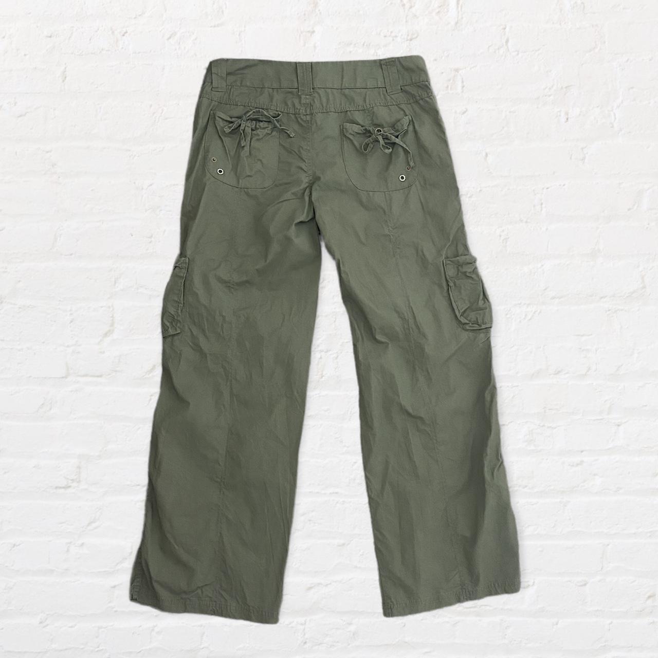 Khaki Green Parachute Cargo Pants Trousers Low... - Depop