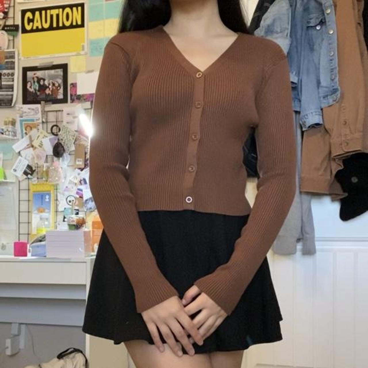 brown cardigan an essential piece for fall !!... - Depop