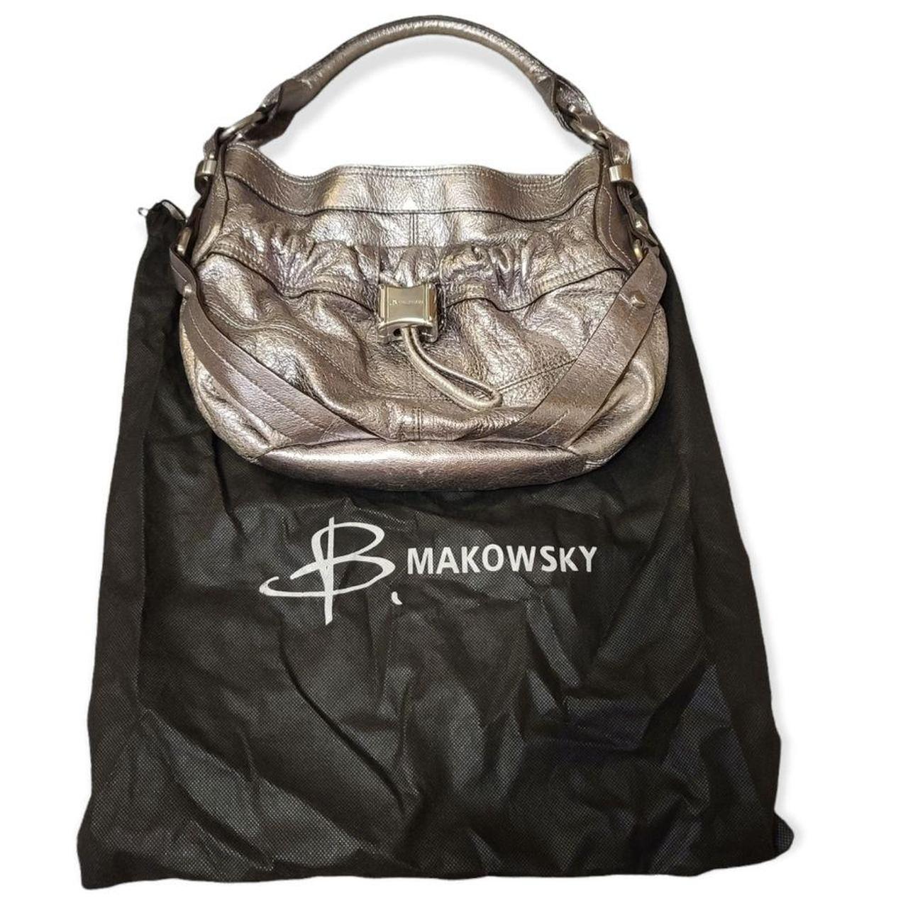 B. MAKOWSKY Black Leather Zip Top Fringed Shoulder Bag Purse - ShopperBoard