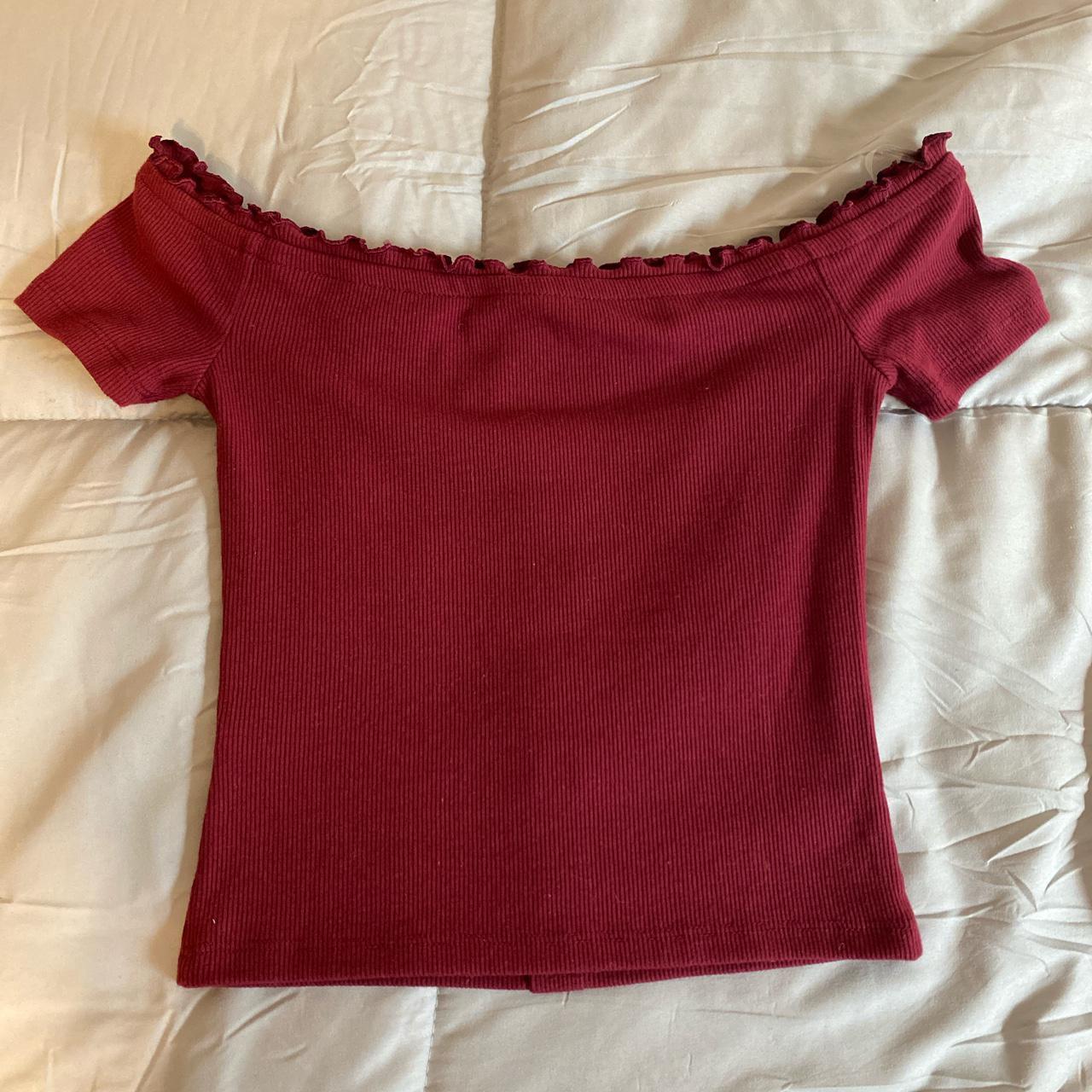 -off the shoulder burgundy top -worn once -from... - Depop
