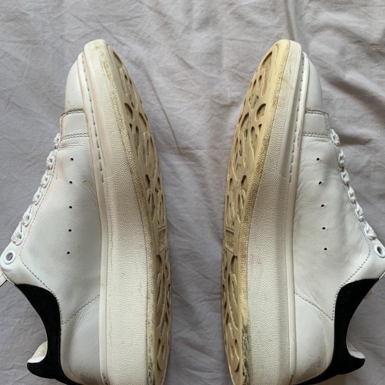 Alexander McQueen size 42 or UK 7. White with black... - Depop