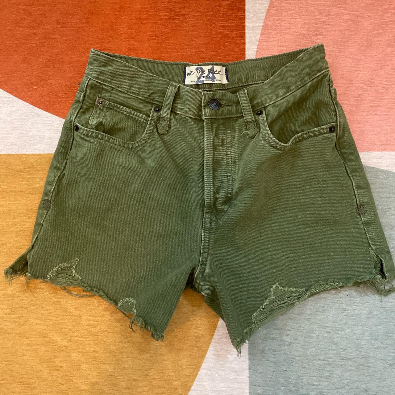 Olive green distressed on sale shorts