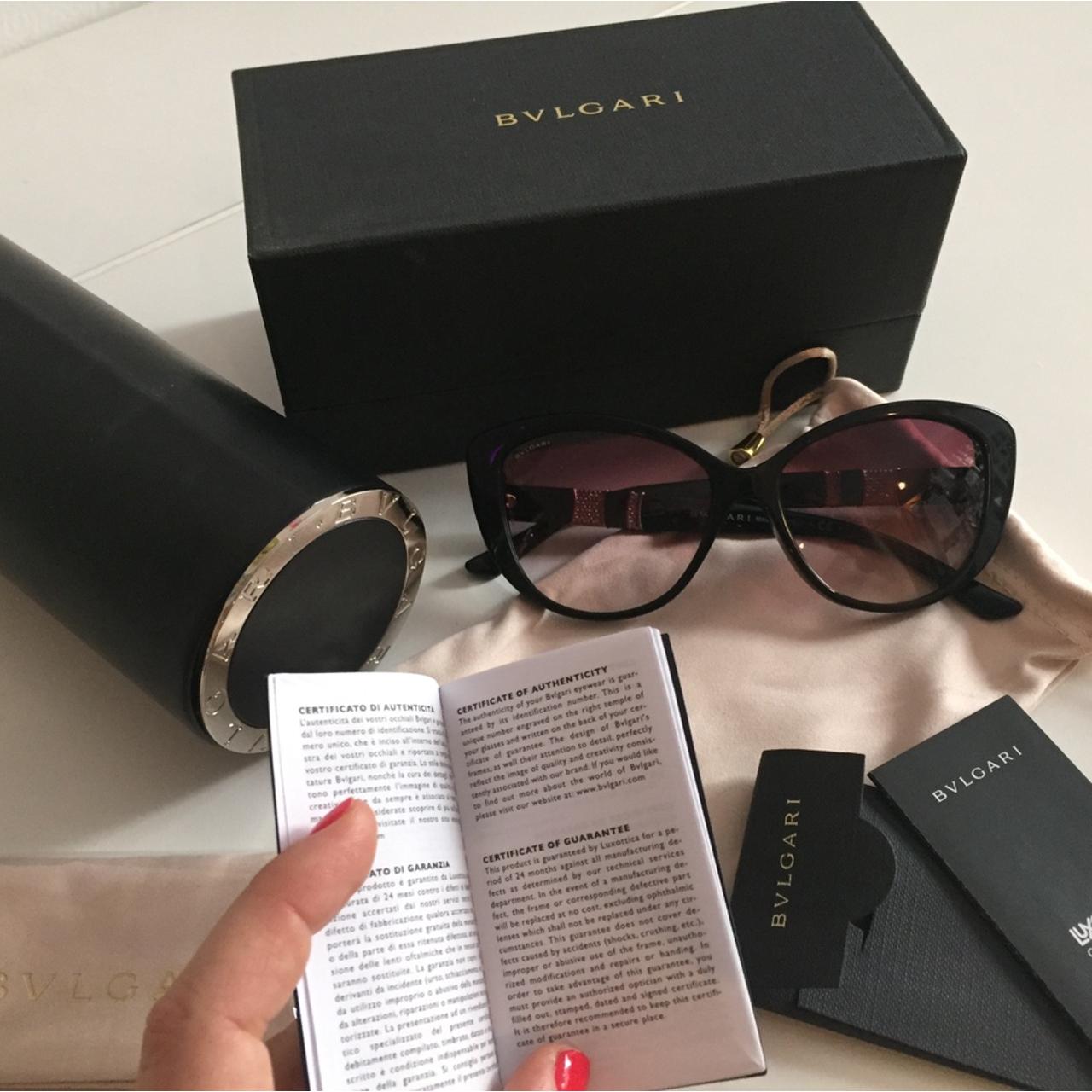 Bvlgari black cat eye acetate sunglasses with
