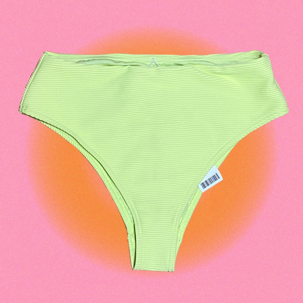 Lime Green Ribbed High Rise Bikini Bottoms Depop