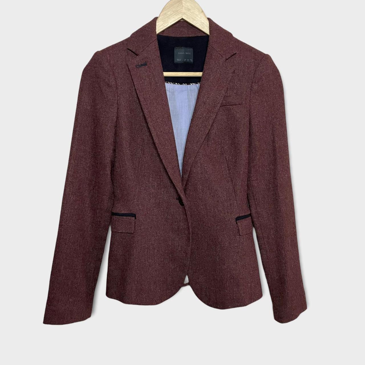 zara wool blend elbow patch blazer