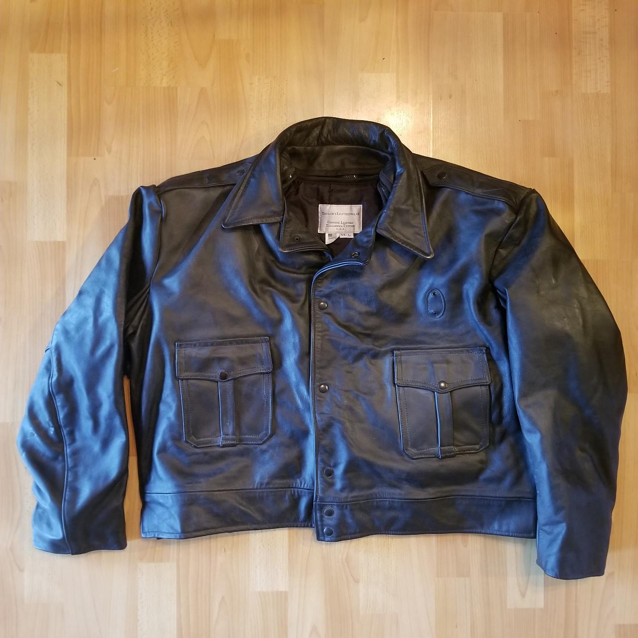 Vintage leather outlet police jacket