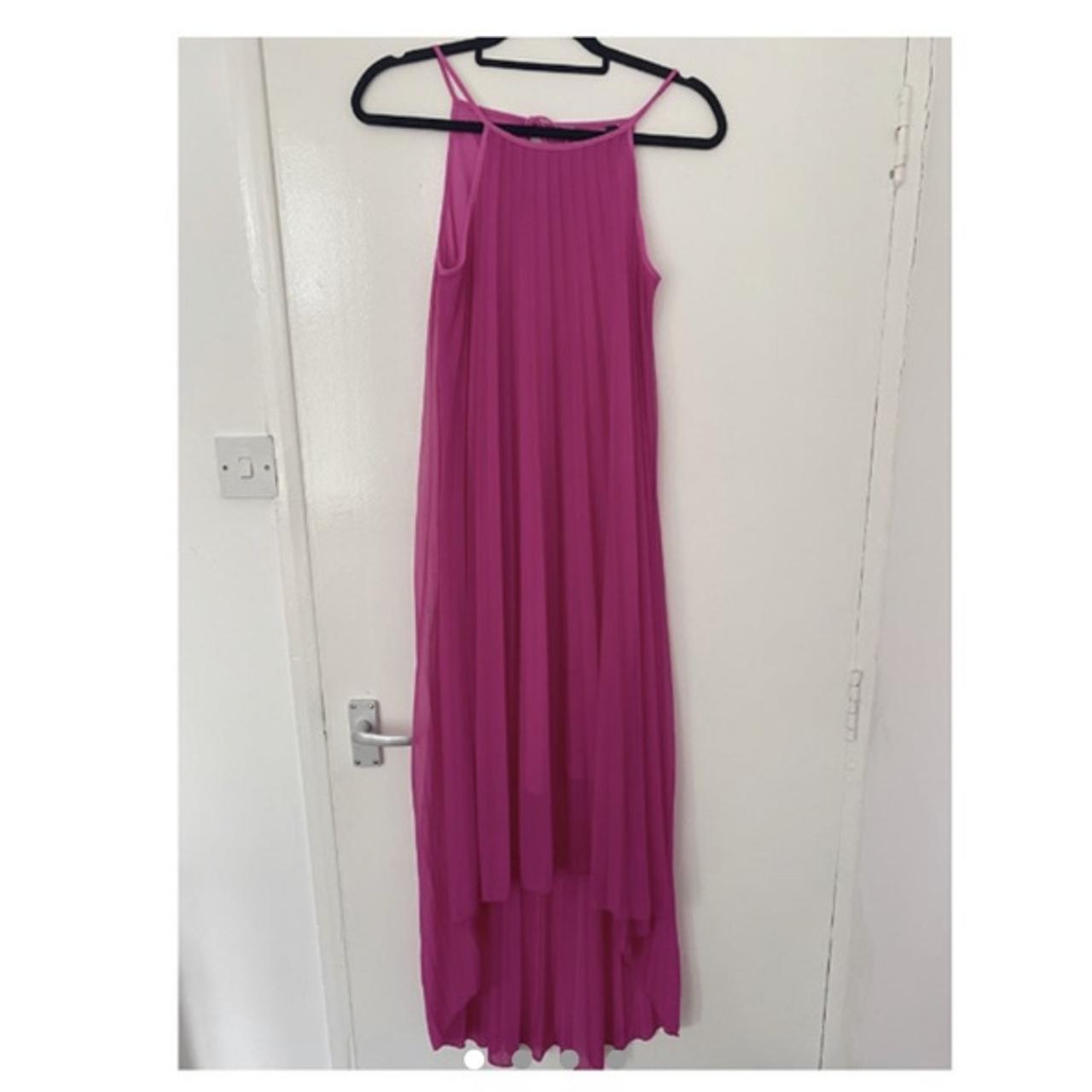 Beautiful maxi fuchsia pink dress, slip dress... Depop