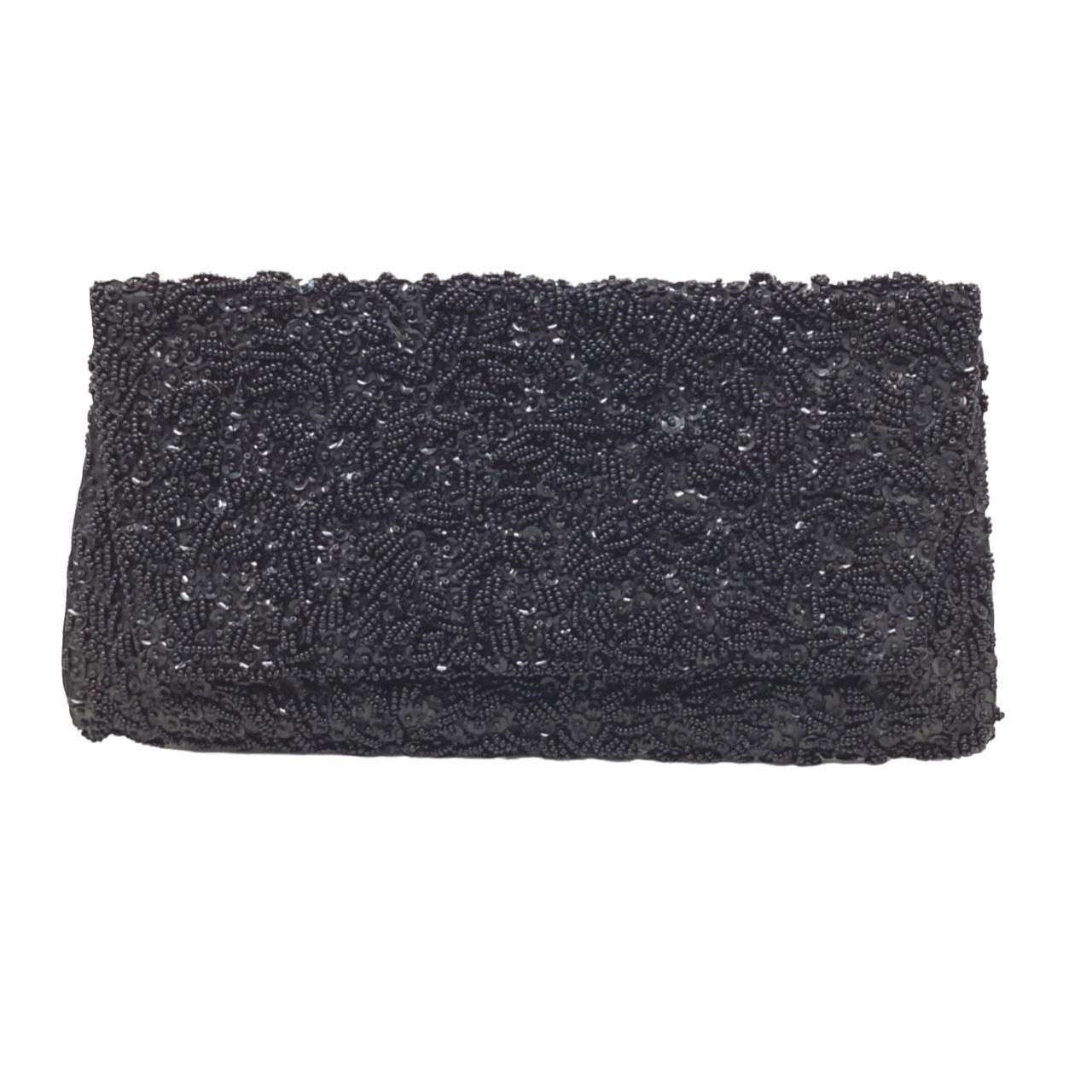 1950s Black Beaded Clutch Bag by La Regale