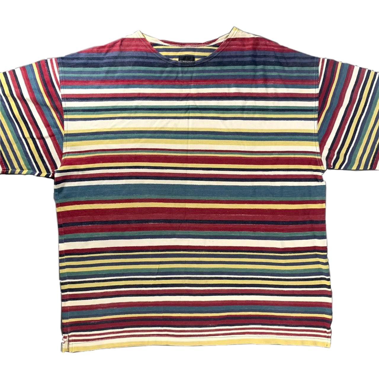 Vintage Y2k 2000’s colorful horizontal striped T... - Depop