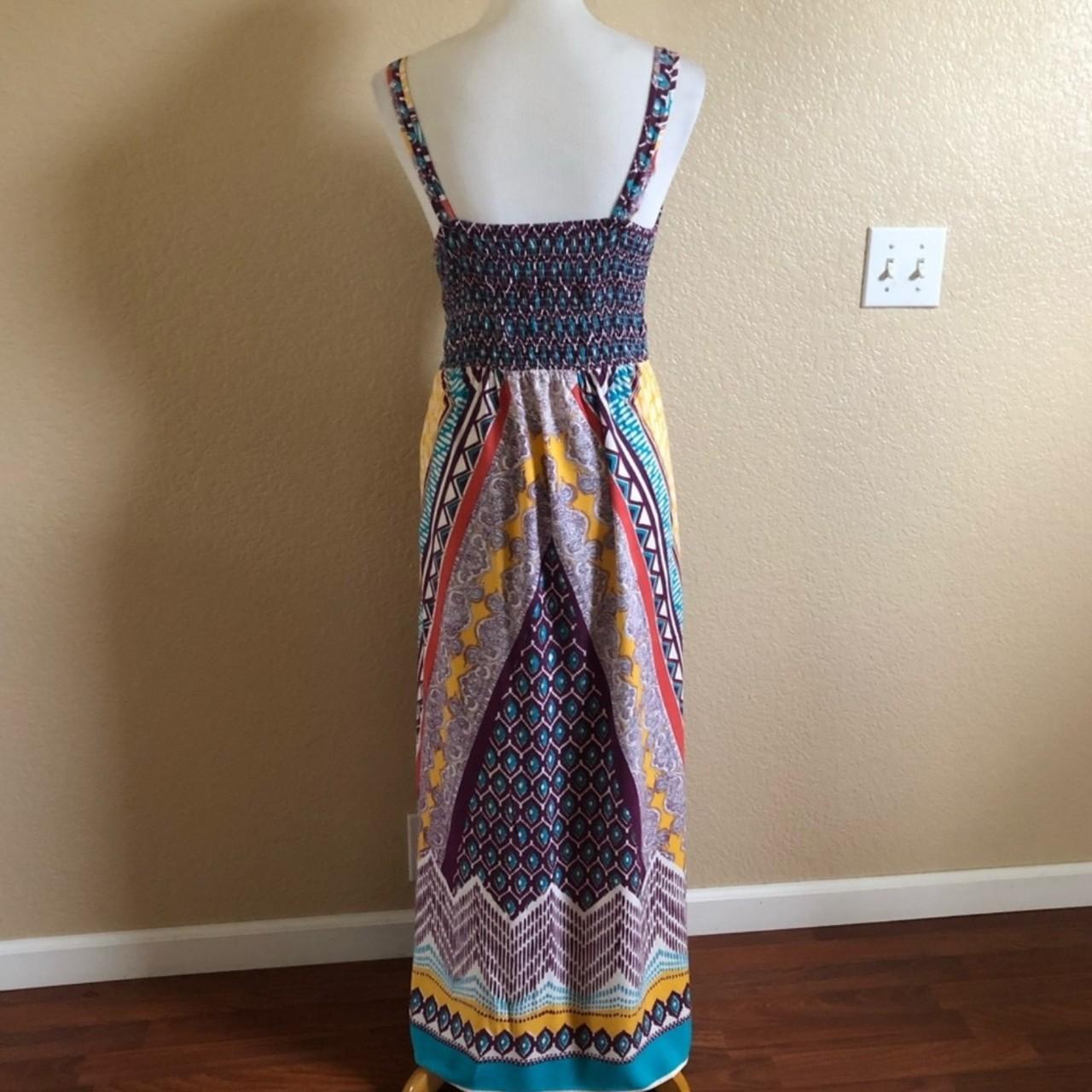 Angie Multi-color Maxi Summer Dress Elastic back... - Depop