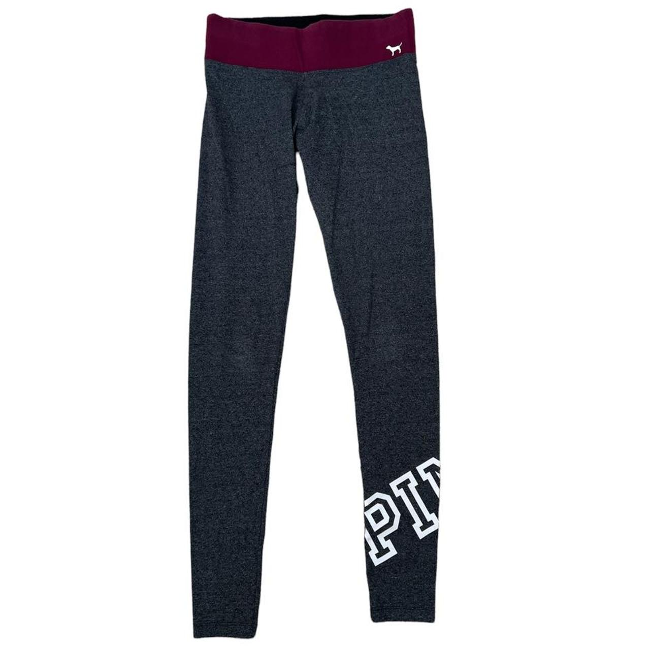 Victoria's Secret Women's Grey and Purple Leggings Depop