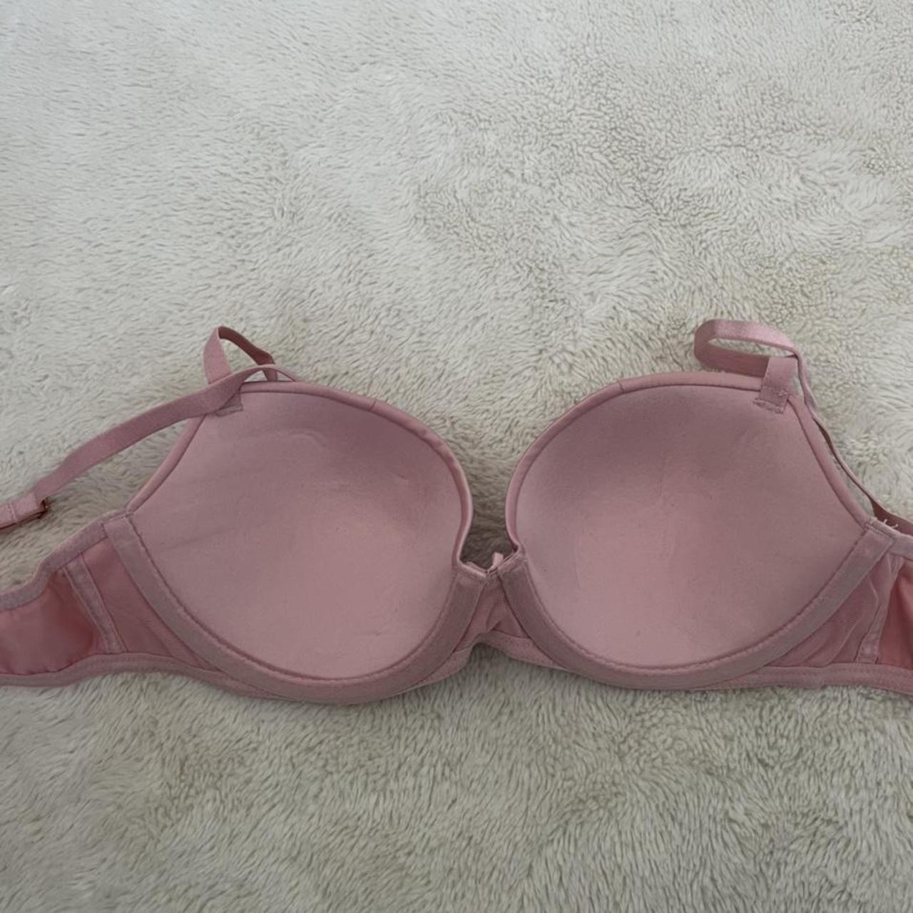 Pink hearts Victoria's Secret Pink bra. Size 34B. - Depop