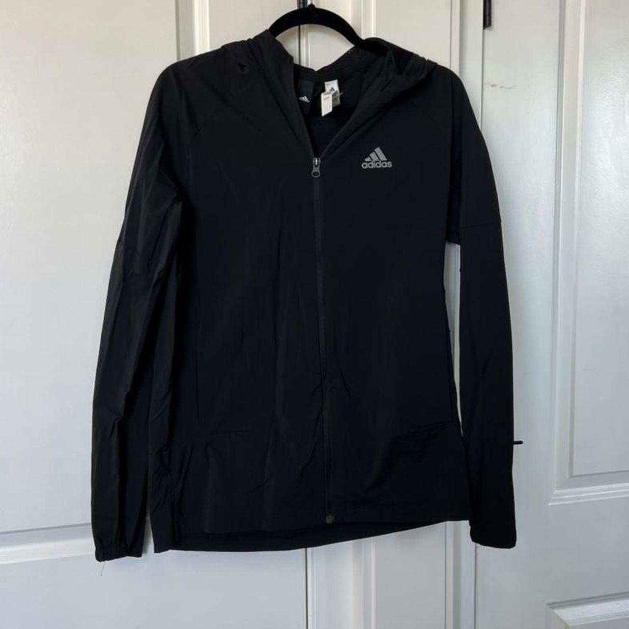 Adidas black zip up jacket size small - Depop