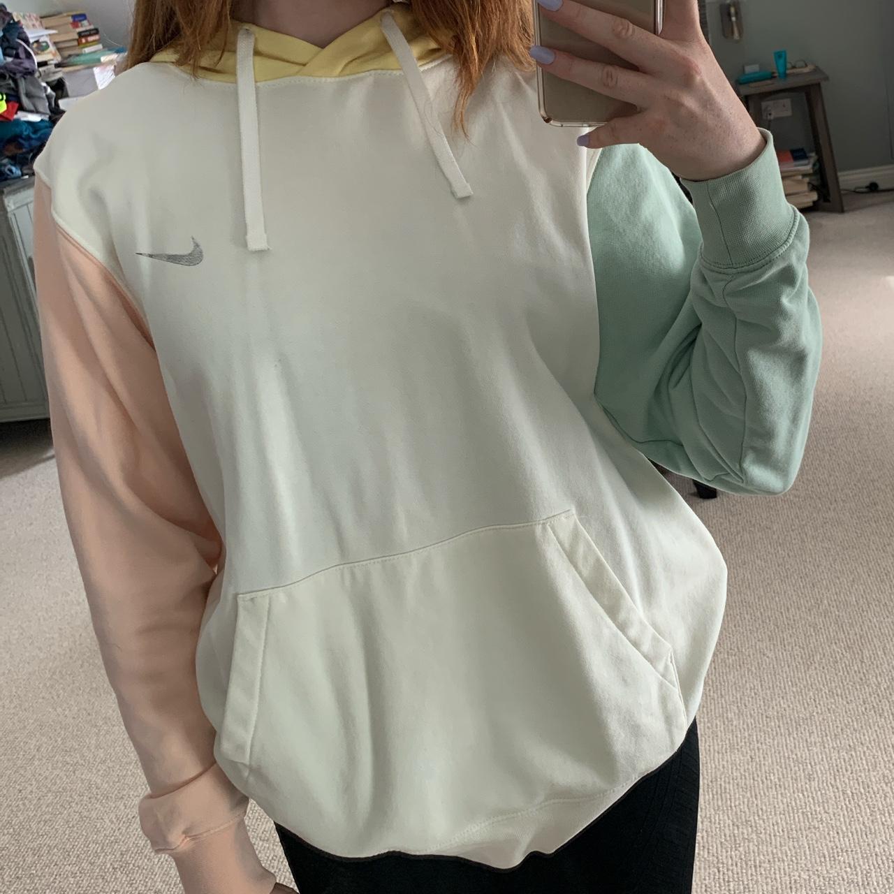 Nike mini metallic swoosh deals oversized pastel colour block hoodie