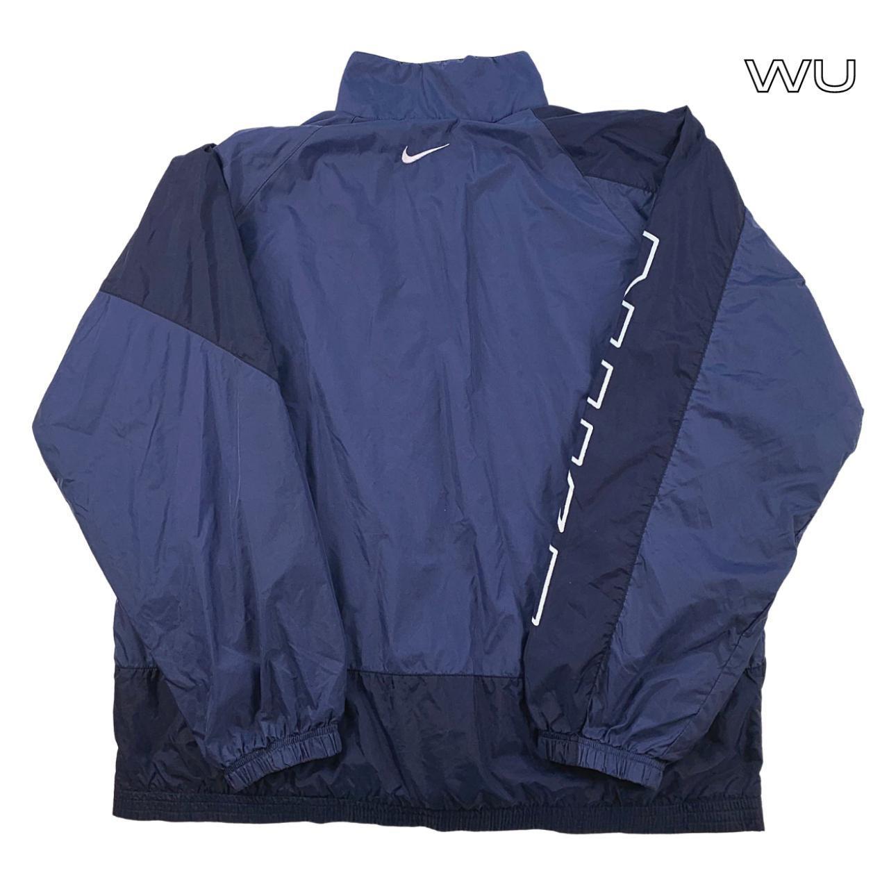 Vintage Nike Jacket Big Swoosh - Blue / White... - Depop