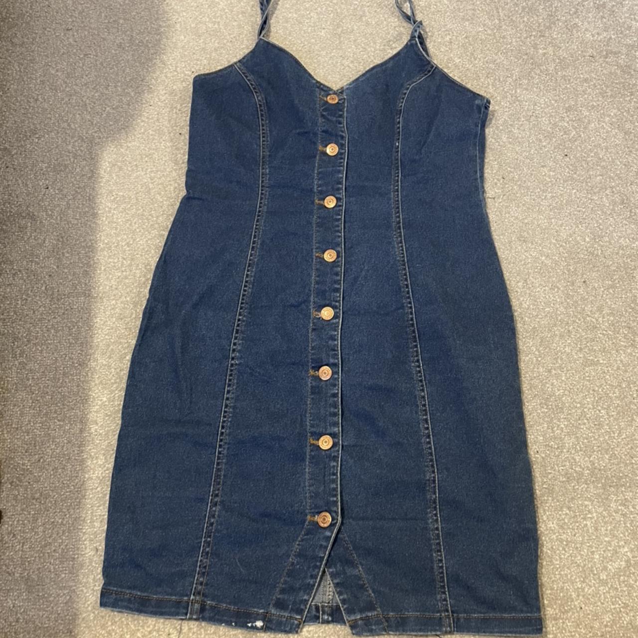 Denim dress Amazing condition Worn once Size 14... - Depop