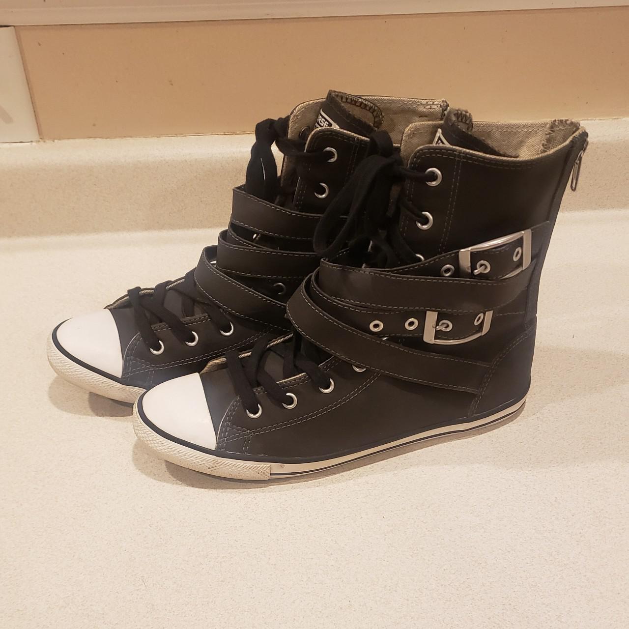 Converse- Fun Buckle Strap High Tops with Faux... - Depop