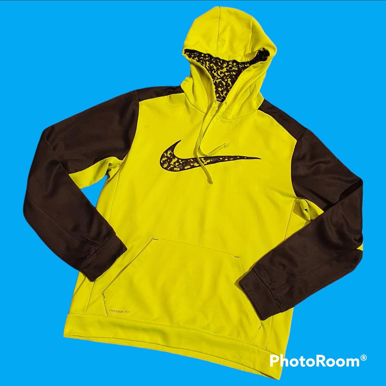 Nike ThermaFit Lime Green/Black Hoodie with Camo... - Depop
