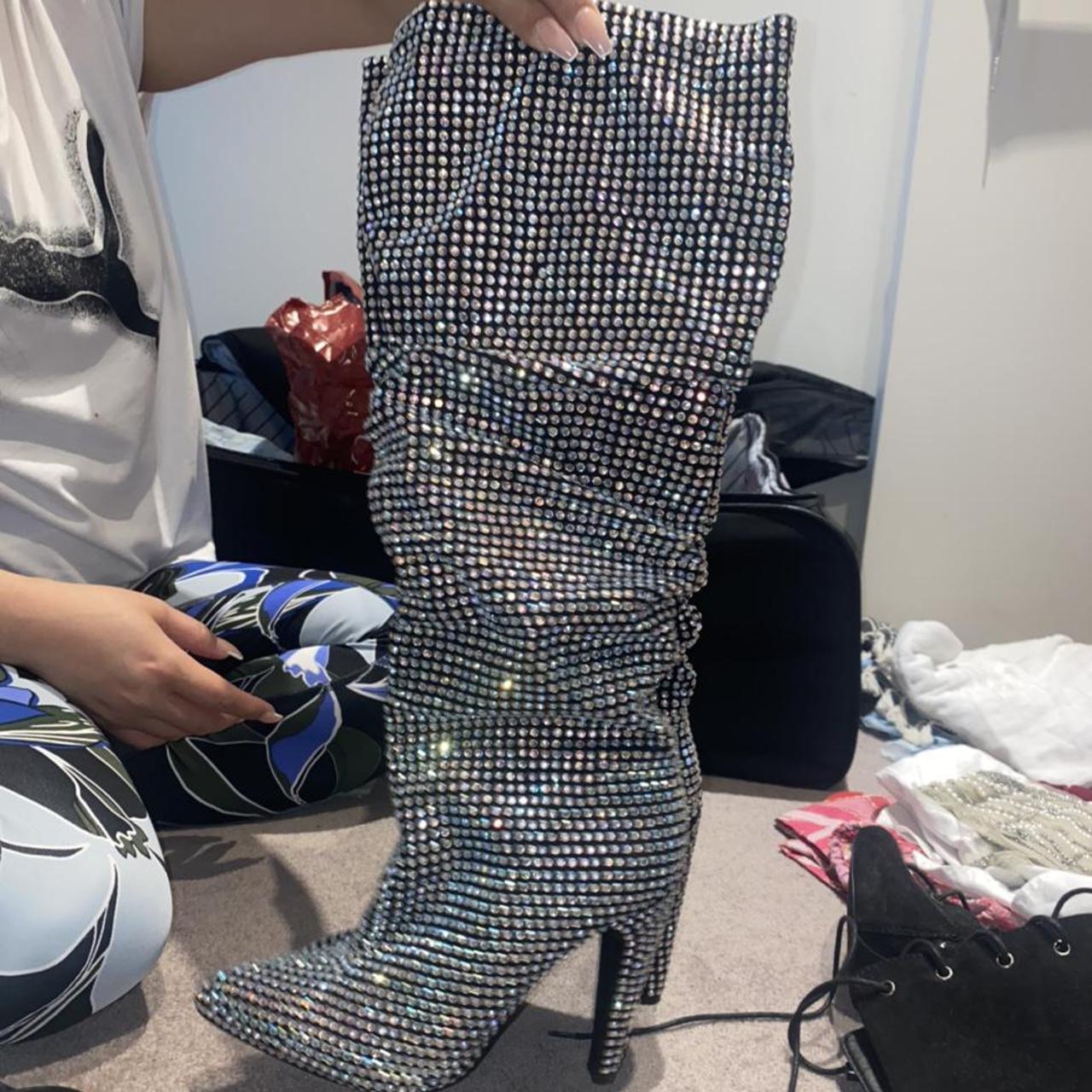 Silver shimmer boots. Steve Madden. UK 4. RRP 300... Depop