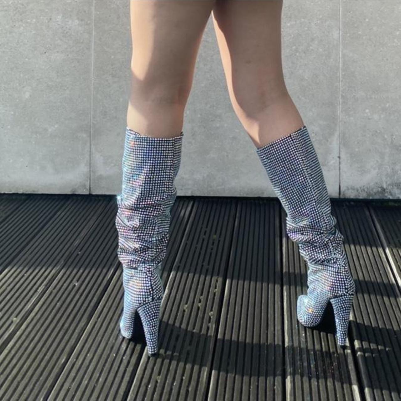 Silver shimmer boots. Steve Madden. UK 4. RRP 300... Depop