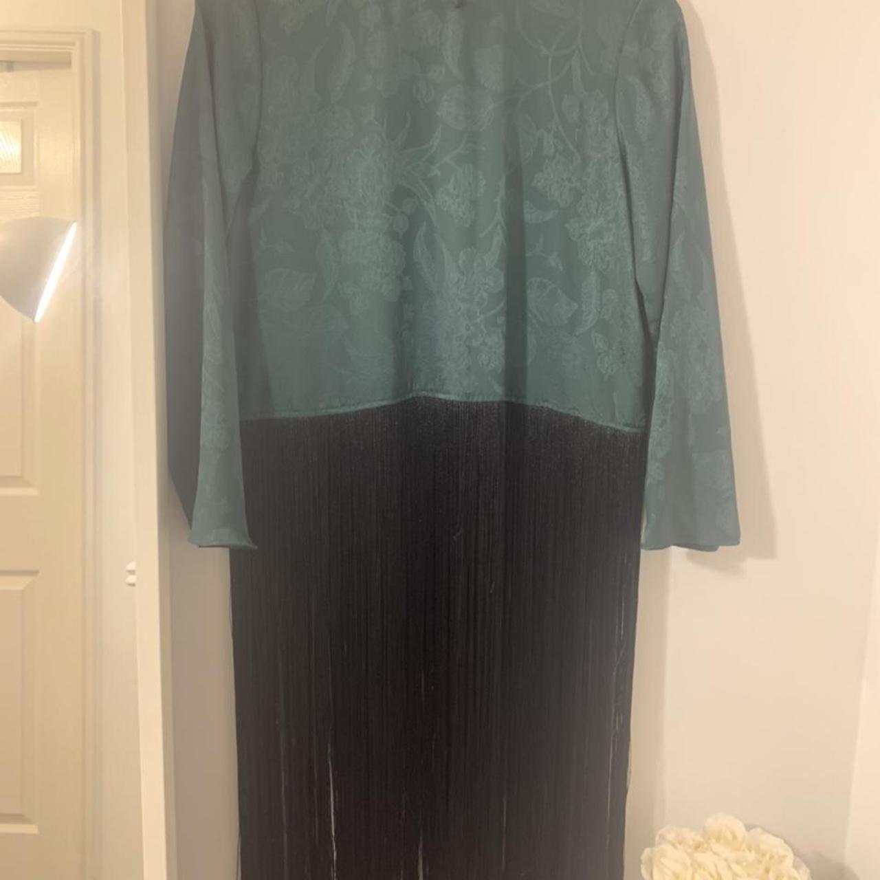 Zara Emerald Green Fringe Long Dress Blouse Never Worn Depop   P0 