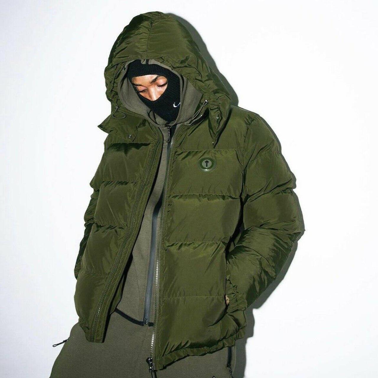 Olive trapstar jacket with hood never worn with... Depop