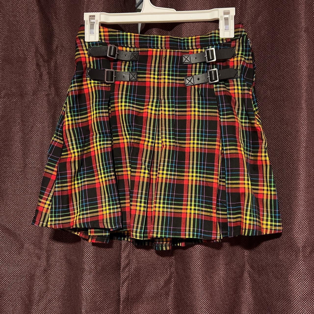 rainbow plaid skirt