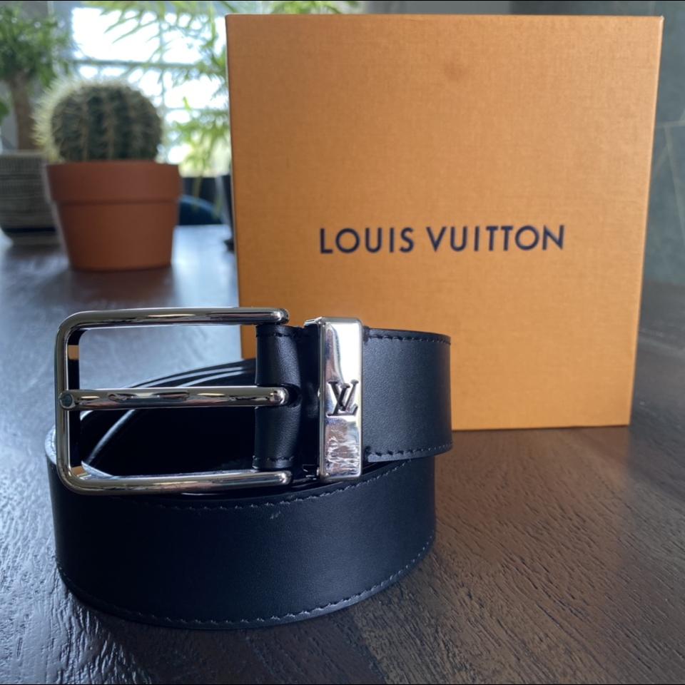 Louis Vuitton Pont Neuf Belt Damier Cobalt 35 MM Black Blue in Coated  Canvas with Silver-tone - IT