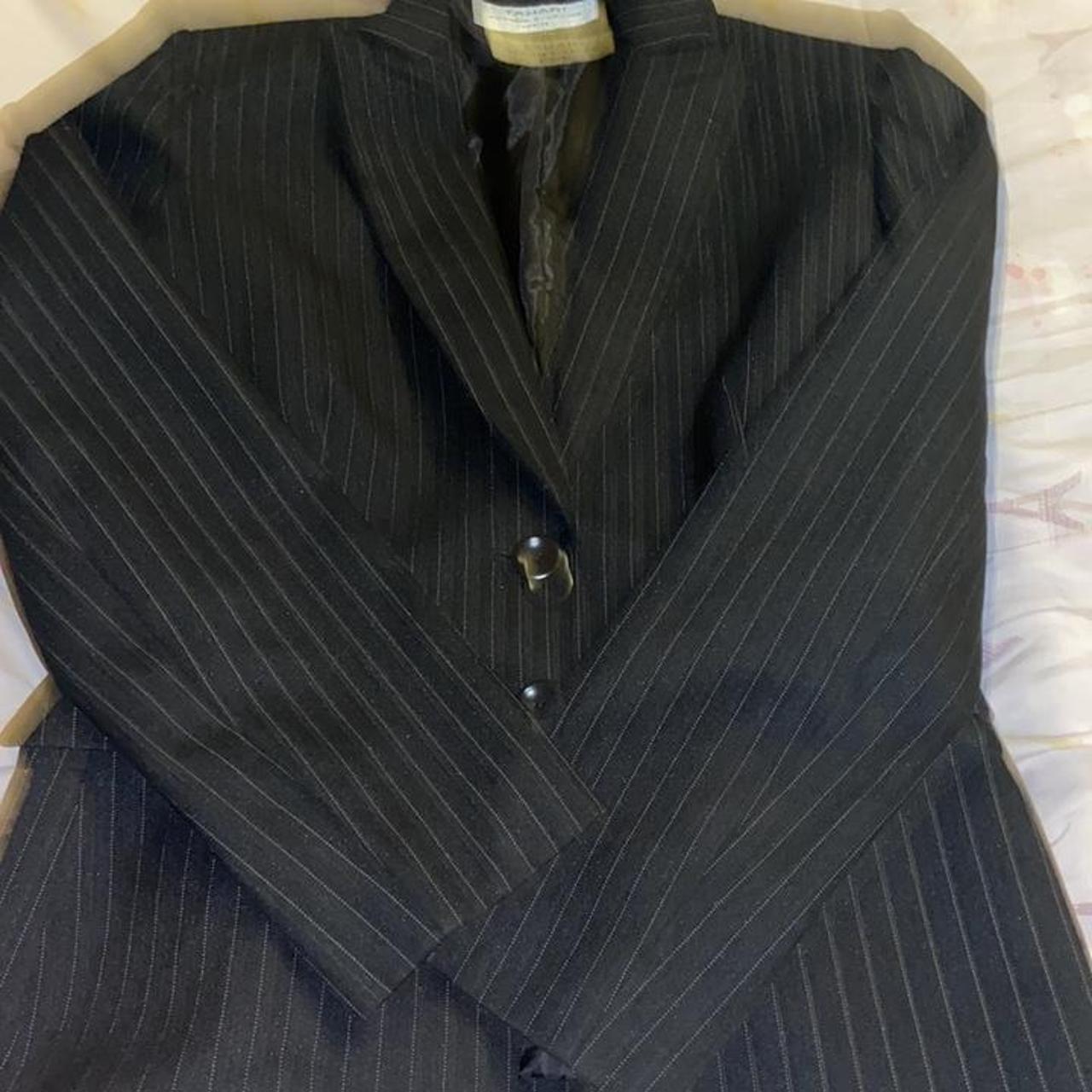 Black pinstripe suit jacket - Depop